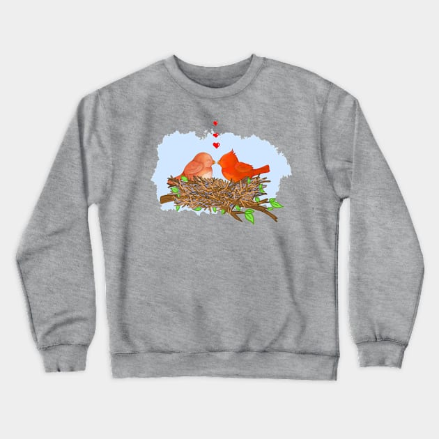 Cardinal Love Birds Crewneck Sweatshirt by Julie Townsend Studio